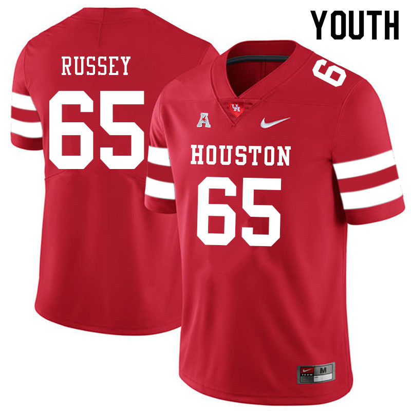 Youth #65 Kody Russey Houston Cougars College Football Jerseys Sale-Red - Click Image to Close